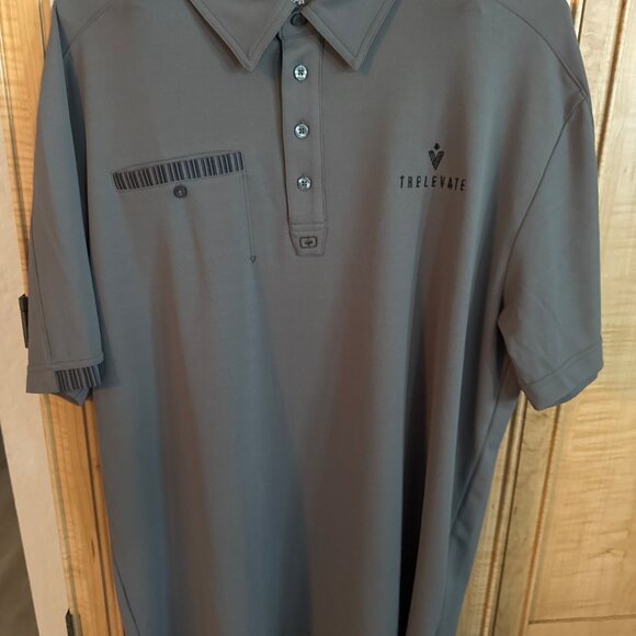 Ogio Ace Collection Gray Polo Shirt L Polyester & Spandex Trplevate Logo Button- - Picture 2 of 7